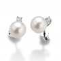 ORECCHINI PERLE AKOYA 8.5mm e DIAMANTI 0.20 Ct Totali in ORO BIANCO 18 kt