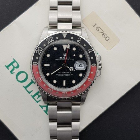 Rolex GMT-Master II 40mm 16760 Fat Lady Whit Garanti Very Good Condition Sthall Stell 20766aef3