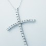 COLLIER CROIX EN OR BLANC 18 KT AVEC DIAMANTS CERTIFIÉS - Modèle (semi-rigide)