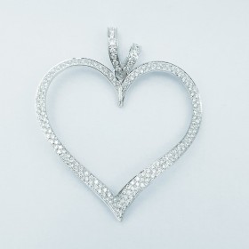 18 kt White Gold Heart Pendant with Certified Diamonds