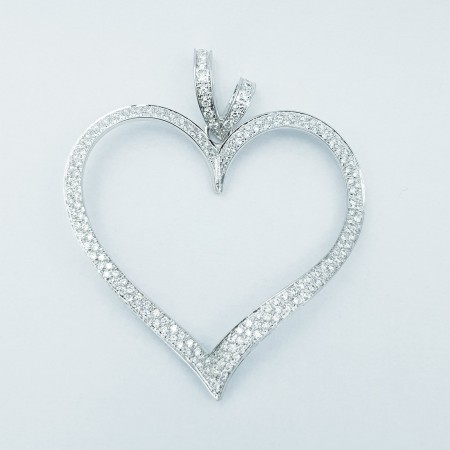 18 kt White Gold Heart Pendant with Certified Diamonds
