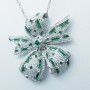 Collana Ciondolo in Oro Bianco 18 kt con Smeraldi e Diamanti (Fiocco)