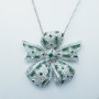 Collana Ciondolo in Oro Bianco 18 kt con Smeraldi e Diamanti (Fiocco)