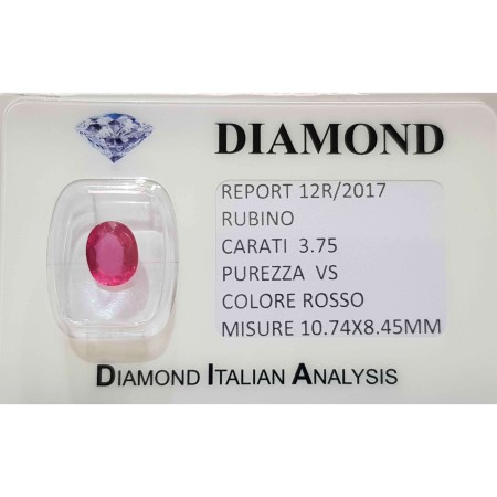 Ruby oval cut 3.75 carats en BLISTER certifié
