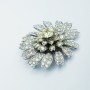 Platinum Flower Brooch with Certified Diamonds