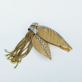 18 kt White Gold Leaf Brooch with Certified Diamonds