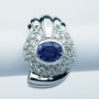Bague en or 18 carats avec saphir et diamants certifiés - Modèle (amande)