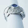 Bague en or 18 carats avec saphir et diamants certifiés - Modèle (amande)
