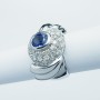 Bague en or 18 carats avec saphir et diamants certifiés - Modèle (amande)