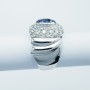 Bague en or 18 carats avec saphir et diamants certifiés - Modèle (amande)