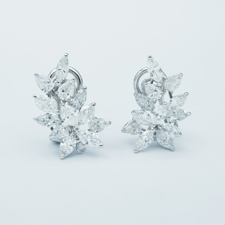 Boucles d'oreilles en or blanc 18 KT avec diamants certifiés 4.75 ct Total