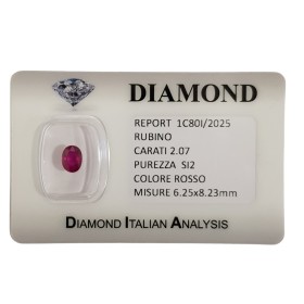 RUBINO TAGLIO OVALE 2.07 ct in BLISTER CERTIFICATO