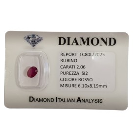 OVAL CUT RUBY 2.06 ct in BLISTER CERTIFIED