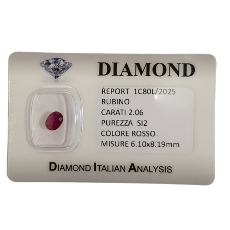OVAL CUT RUBY 2.06 ct in BLISTER CERTIFIED