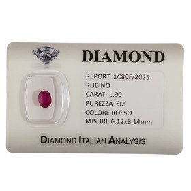 RUBY OVAL CUT 1.90 ct dans BLISTER CERTIFIED
