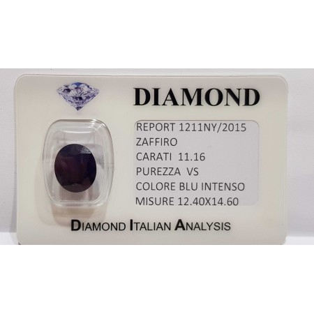 ZAFFIRO OVALE 11.16 CARATI in BLISTER CERTIFICATO