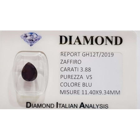 Sapphire drop 3.88 carats en BLISTER certifié
