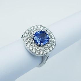 Bague en or 18kt avec saphir et diamants certifiés - Modèle (Impact)