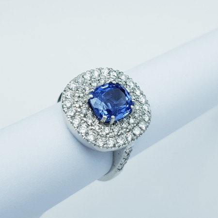 Bague en or 18kt avec saphir et diamants certifiés - Modèle (Impact)