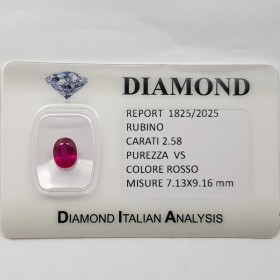 OVAL CUT RUBY 2.58 ct in BLISTER CERTIFIED
