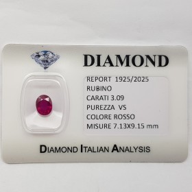 RUBY OVAL CUT 3.09 ct dans BLISTER CERTIFIED