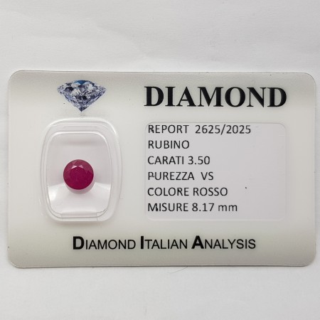 ROUND CUT RUBY 3.50 ct in BLISTER CERTIFIED