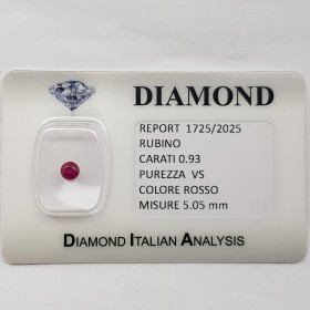 ROUND CUT RUBY 0.93 ct in BLISTER CERTIFIED