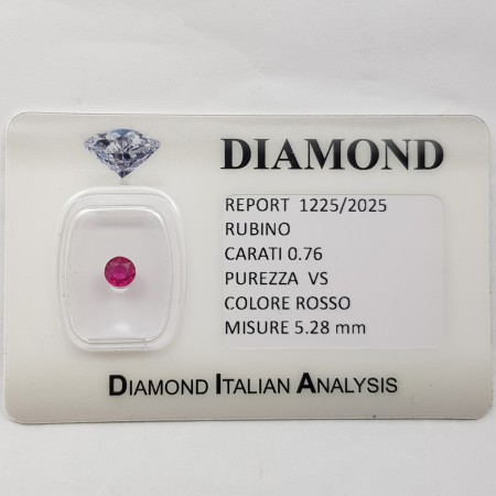 ROUND CUT RUBY 0.76 ct in BLISTER CERTIFIED