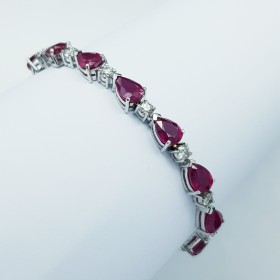 18 kt White Gold Bracelet with Rubies and Certified Diamonds