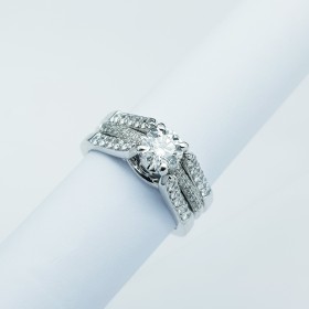 Bague en or 18 carats avec diamants certifiés - Modèle (double face)