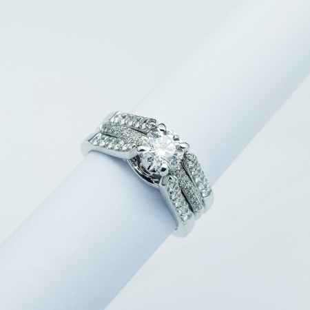 Bague en or 18 carats avec diamants certifiés - Modèle (double face)