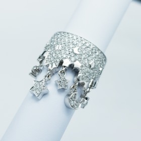 18 kt Gold Ring with Certified Diamonds - Model (SUN & MOON)