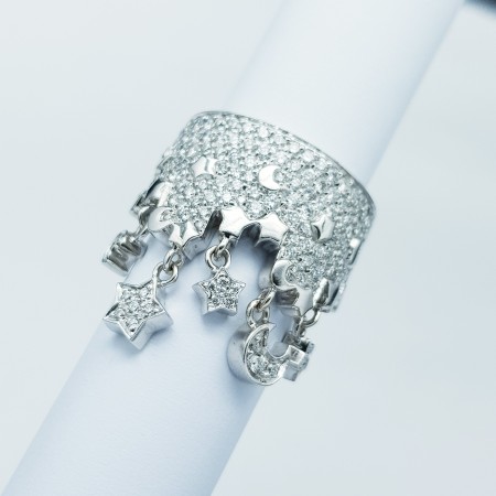 Bague en or 18 carats avec diamants certifiés - Modèle (SUN & MOON)