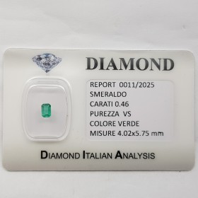 EMERALD CUT SMERALD 0.46 CARAT CERTIFIED in BLISTER
