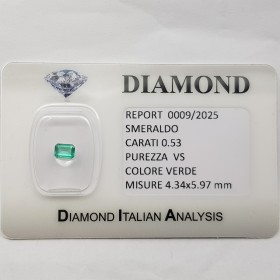 EMERALD CUT SMERALD 0.53 CARAT CERTIFIED in BLISTER