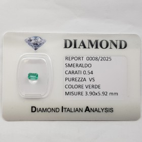 EMERALD CUT SMERALD 0.54 CARAT CERTIFIED in BLISTER