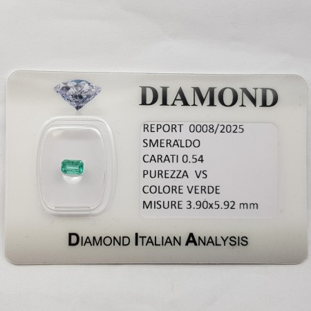 EMERALD CUT SMERALD 0.54 CARAT CERTIFIED in BLISTER