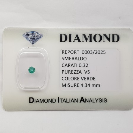 CERTIFIED ROUND CUT SMERALD 0.32 CARAT in BLISTER