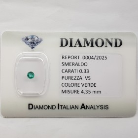 CERTIFIED ROUND CUT SMERALD 0.33 CARAT in BLISTER