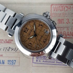 Cartier Pasha C 2324 35mm Avec Papier Bon état acier stahl CL488OttFr