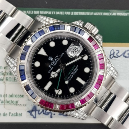 Rolex GMT-Master II 116710LN Custom Bezel and Diamond case With Card CV.Diam