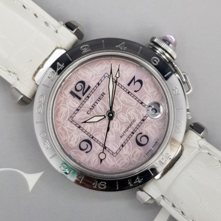 Cartier Pasha C Gmt 2377 35mm MOP Dial With Paper Very Good condition 66CLOttAtt