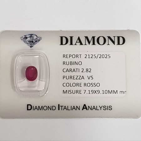 OVAL CUT RUBY 2.82 ct in BLISTER CERTIFIED