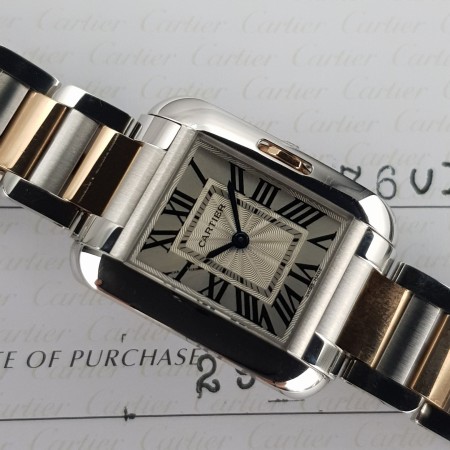 Cartier Tank Anglaise 3485 30.5mm Avec Papier Très Bon Etat Or Rose 494xxx0