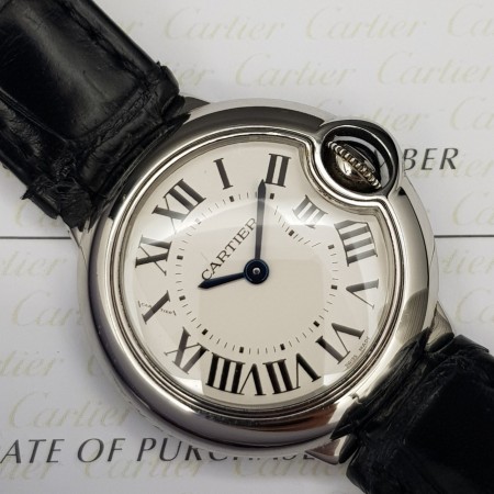 Cartier Ballon Bleu 28mm 3009 28mm With Paper Good condition stahl steel 471Blum02Nov