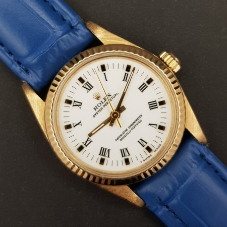 Rolex Oyster Perpetual 31 67518 31mm Porcelain Mint condition full gold 18k Diam1718