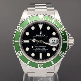 Rolex Submariner Date "Kermit" Stiker Nos 16610LV Full Set RRR Ser.M Nos With Stiker Like New CV.Cir1