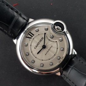 Cartier Ballon Bleu 33mm 3489 33mm Cadran Diamant Bon état acier stahl 473Blum02N