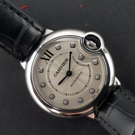 Cartier Ballon Bleu 33mm 3489 33mm Diamond Dial Good condition stahl steel 473Blum02N