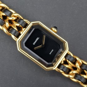 Chanel Première Montre pour dames en cuir plaqué à quartz Taille L Cuir plaqué or Premiere H0001 Petite taille